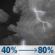 Thursday Night: A slight chance of rain showers before 7pm, then showers and thunderstorms. Mostly cloudy, with a low around 63. Chance of precipitation is 80%. New rainfall amounts between a quarter and half of an inch possible. Thursday Night: Showers And Thunderstorms