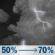 Tonight: A chance of showers and thunderstorms before 2am, then showers and thunderstorms likely. Mostly cloudy, with a low around 65. South southwest wind 6 to 12 mph. Chance of precipitation is 70%. New rainfall amounts between a quarter and half of an inch possible. Tonight: Chance Showers And Thunderstorms
