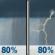 Wednesday: Rain showers before 1pm, then showers and thunderstorms. Cloudy, with a high near 73. Chance of precipitation is 80%. Wednesday: Rain Showers